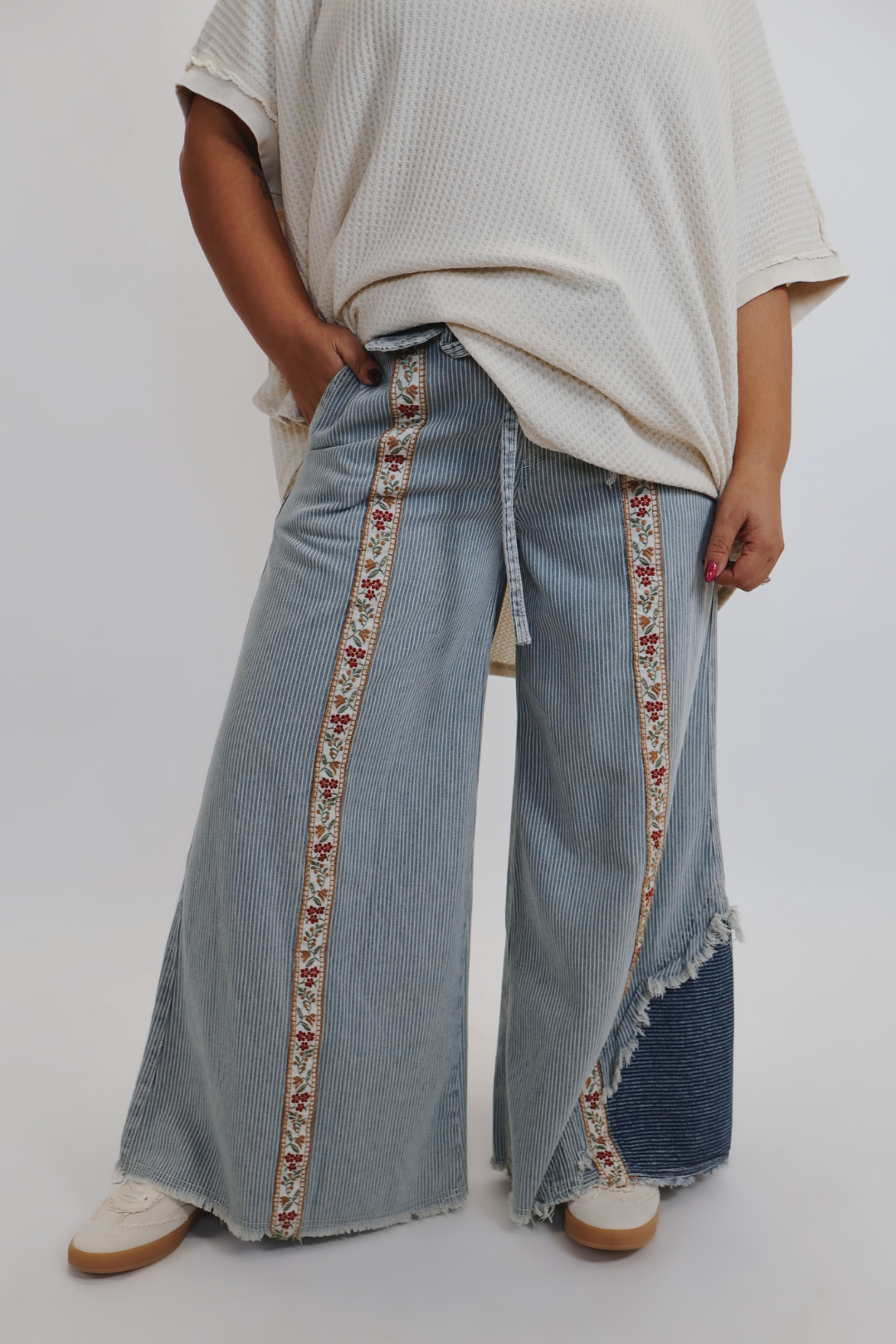 Boho-Stroll-Hose mit weitem Bein